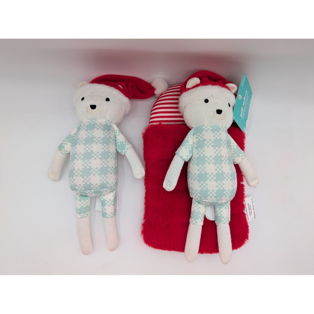 Pillowfort Polar Bear Plush Lot  Christmas Santa Hat Sleeping Bag Stuffed Animal
